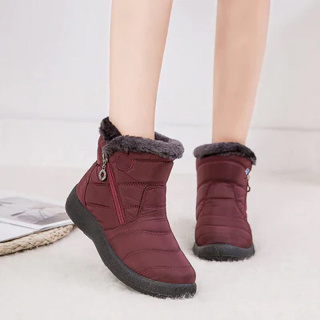 Women's Snow Boots with Faux Fur Lining Side Zip Closure and Non Slip Sole