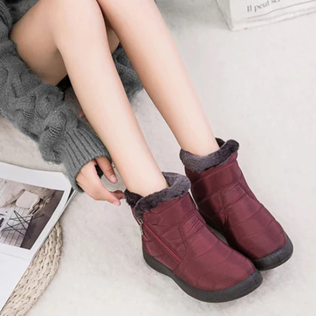 Women's Snow Boots with Faux Fur Lining Side Zip Closure and Non Slip Sole