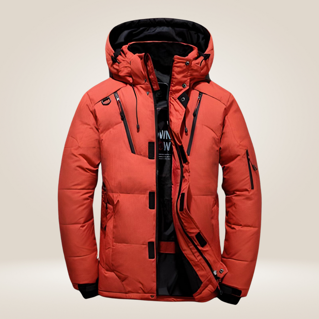 Men's Down Jacket with Water Repellent Coating and Windproof Design