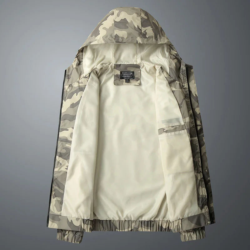 Men's Water Resistant Jacket with Hood Full Zip and Soft Warm Interior
