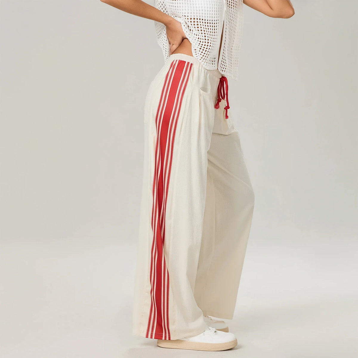 Women's High Waisted Cotton Blend Joggers with Elastic Waistband