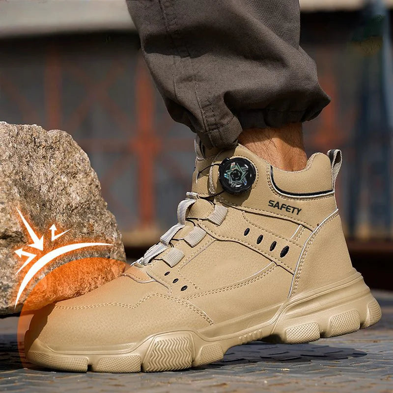 Men's Steel Toe Safety Boots with Water Repellent Leather and Puncture Resistant Sole