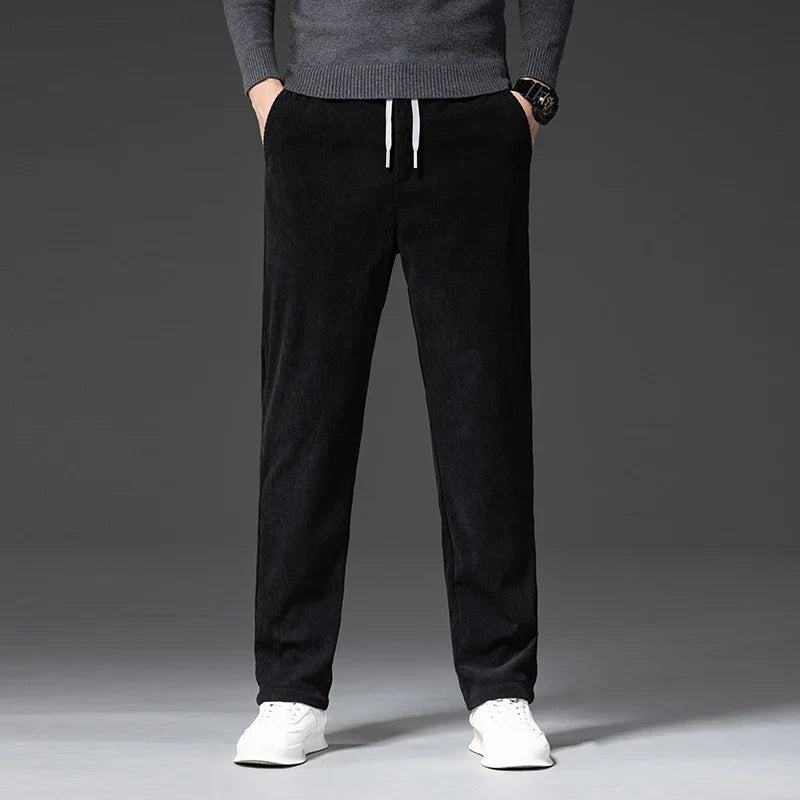 Men's Corduroy Chinos with Tailored Fit and Adjustable Drawstring Waist