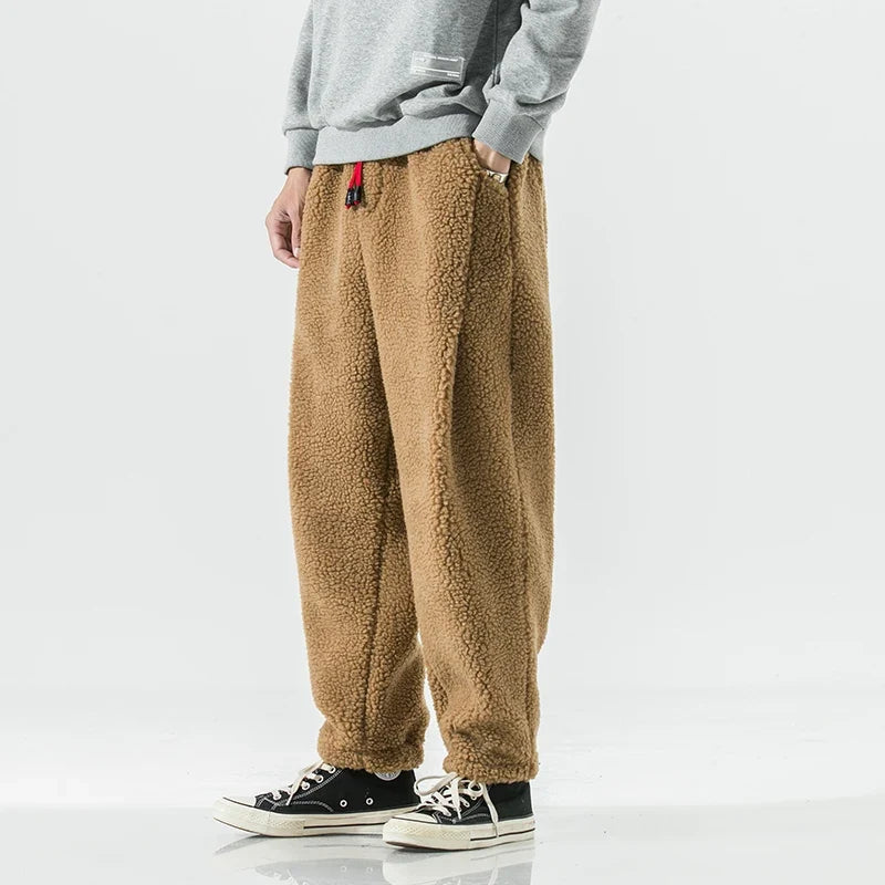 Men's Fleece Sweatpants with Relaxed Fit and Elastic Drawstring Waist