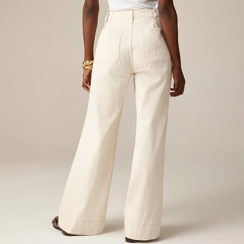 Women's High Waisted Wide Leg Stretch Jeans with Front Pockets