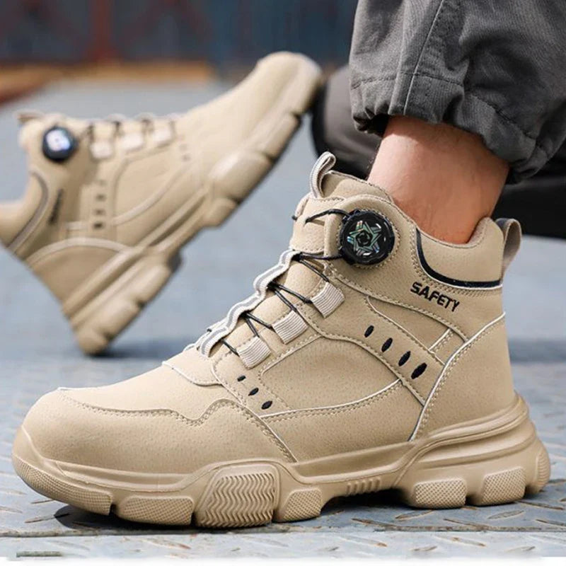 Men's Steel Toe Safety Boots with Water Repellent Leather and Puncture Resistant Sole