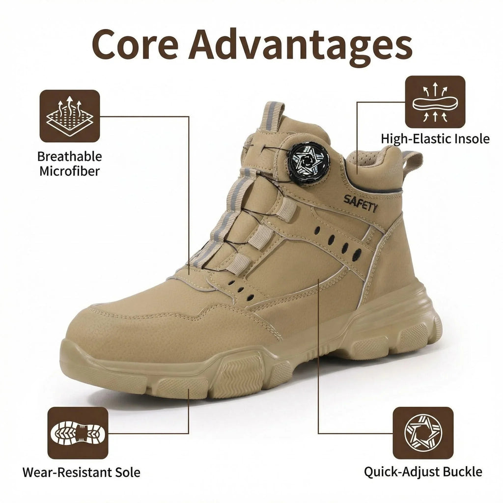 Men's Steel Toe Safety Boots with Water Repellent Leather and Puncture Resistant Sole