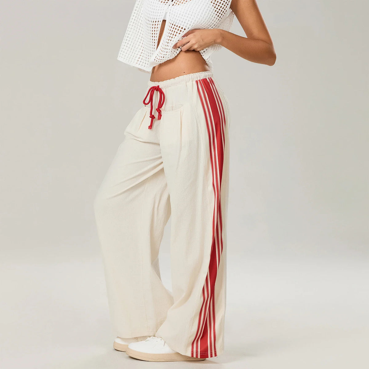 Women's High Waisted Cotton Blend Joggers with Elastic Waistband