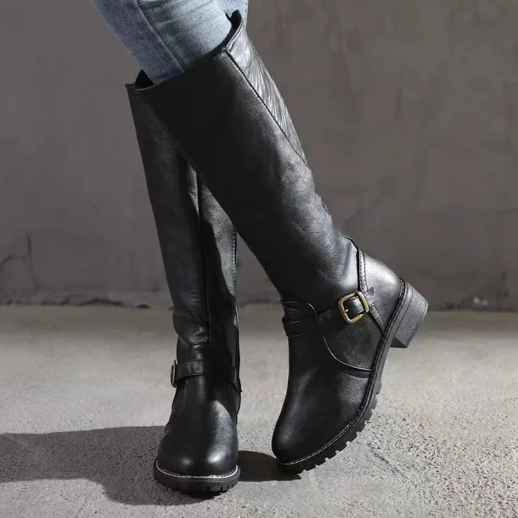 Women's Arch Support Tall Boots featuring Wide Toe Box Non Slip Sole and Side Zip