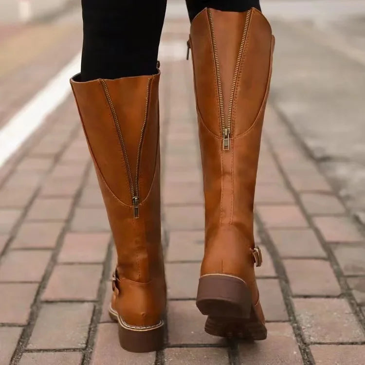 Women's Arch Support Tall Boots featuring Wide Toe Box Non Slip Sole and Side Zip