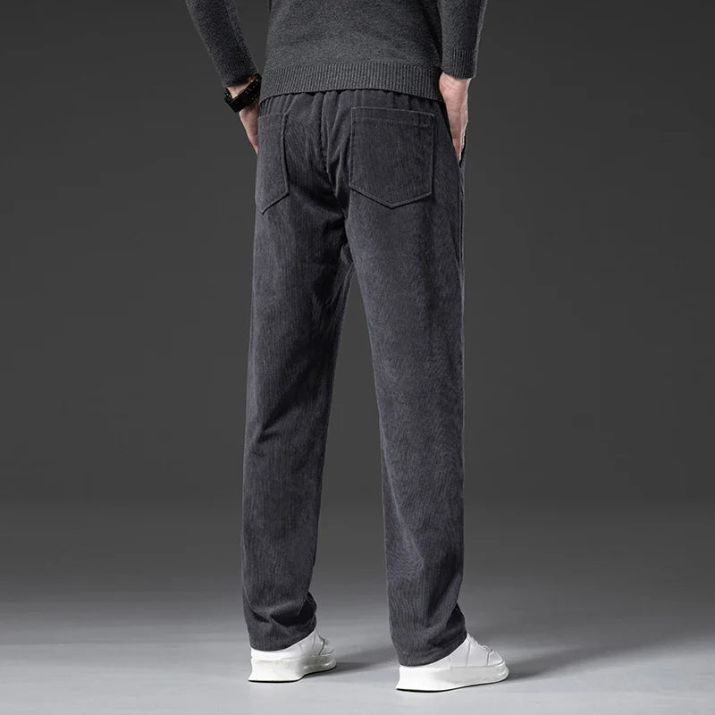 Men's Corduroy Chinos with Tailored Fit and Adjustable Drawstring Waist