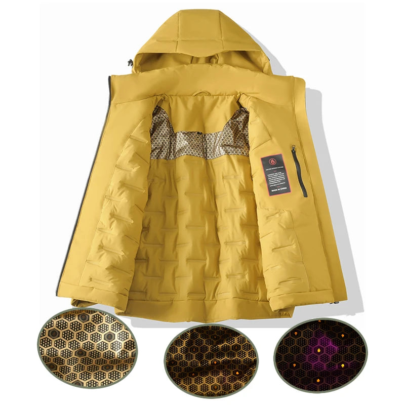 Unisex Waterproof Windbreaker Jacket with Hood and Thermal Lining