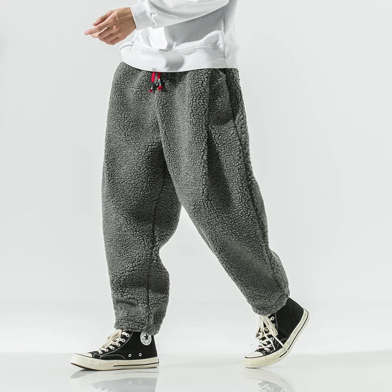 Men's Fleece Sweatpants with Relaxed Fit and Elastic Drawstring Waist