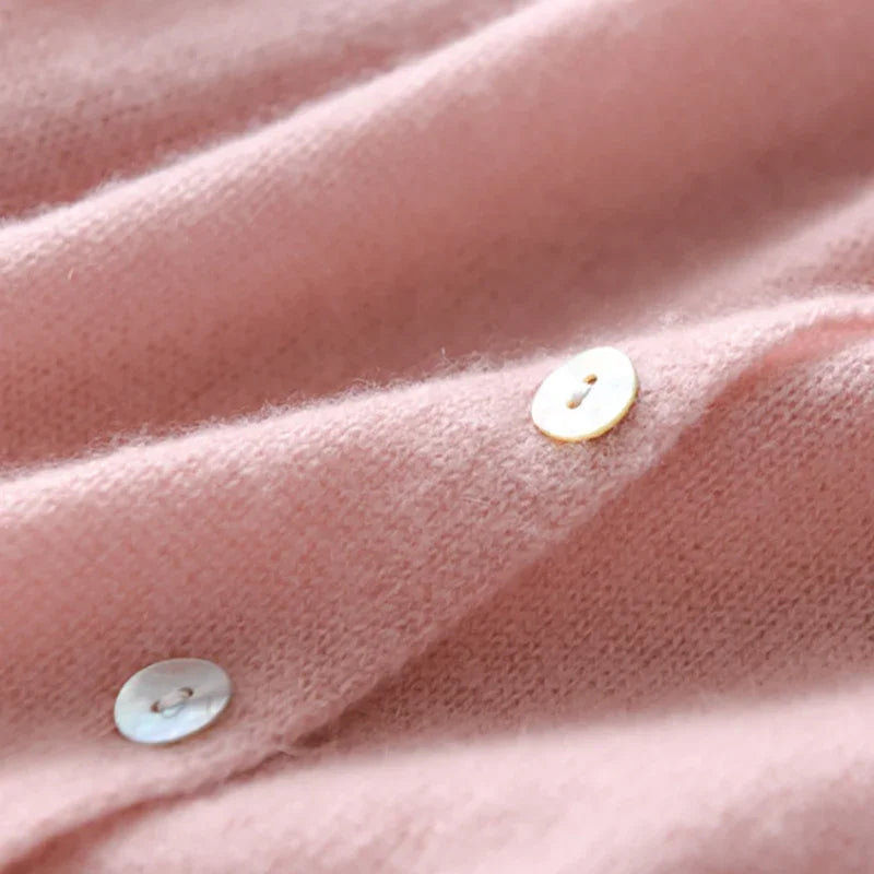 Women's Asymmetric Button Cashmere Blend Sweater with Long Sleeves