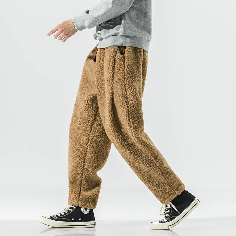 Men's Fleece Sweatpants with Relaxed Fit and Elastic Drawstring Waist