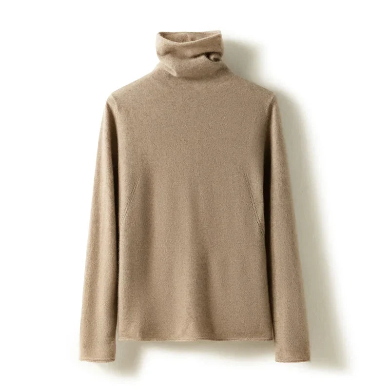 Women's Slim Fit Cashmere Blend Turtleneck Sweater with Long Sleeves