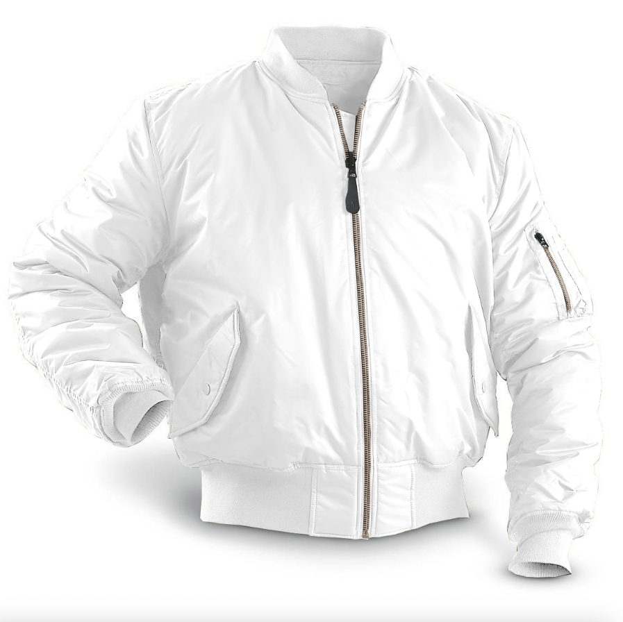 Men's Bomber Jacket with Quilted Lining Zip Closure and Elastic Cuffs
