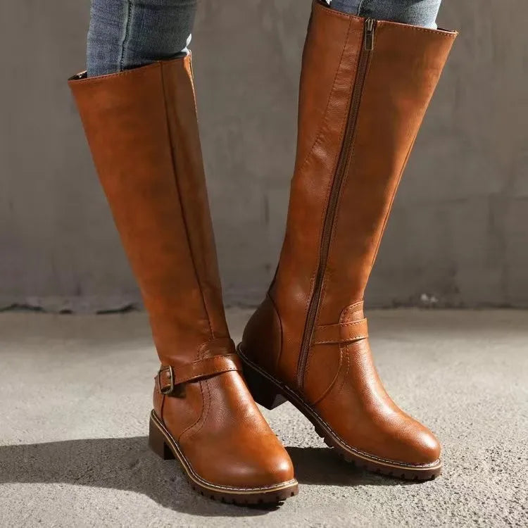 Women's Arch Support Tall Boots featuring Wide Toe Box Non Slip Sole and Side Zip