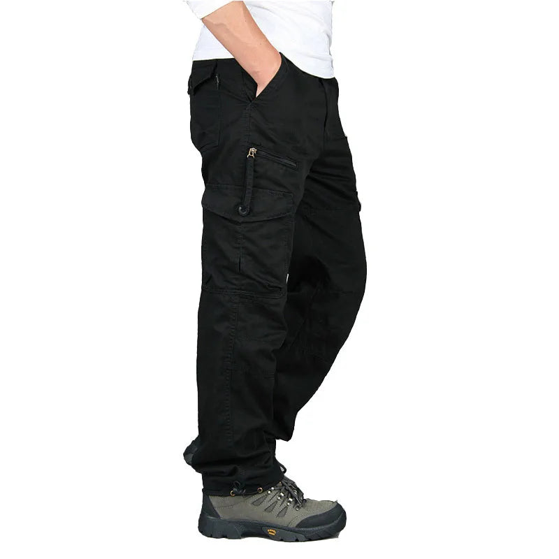 Men's Cotton Cargo Pants with Relaxed Fit and Multiple Pockets