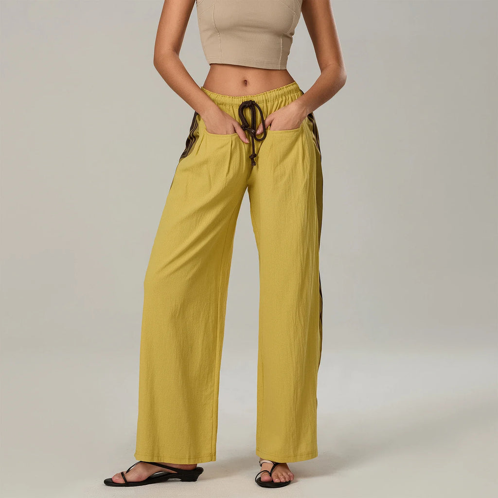 Women's High Waisted Cotton Blend Joggers with Elastic Waistband