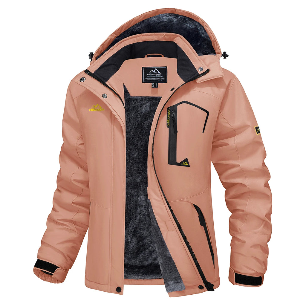 Women's Ski Jacket with Fleece Lining Windproof Design and Zip Closure