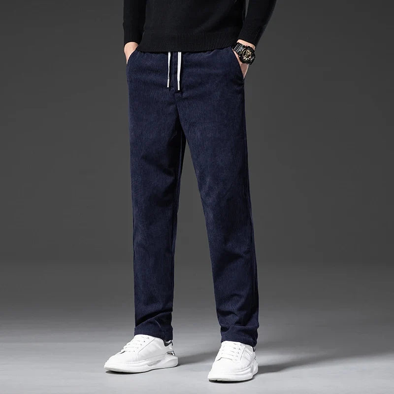 Men's Corduroy Chinos with Tailored Fit and Adjustable Drawstring Waist