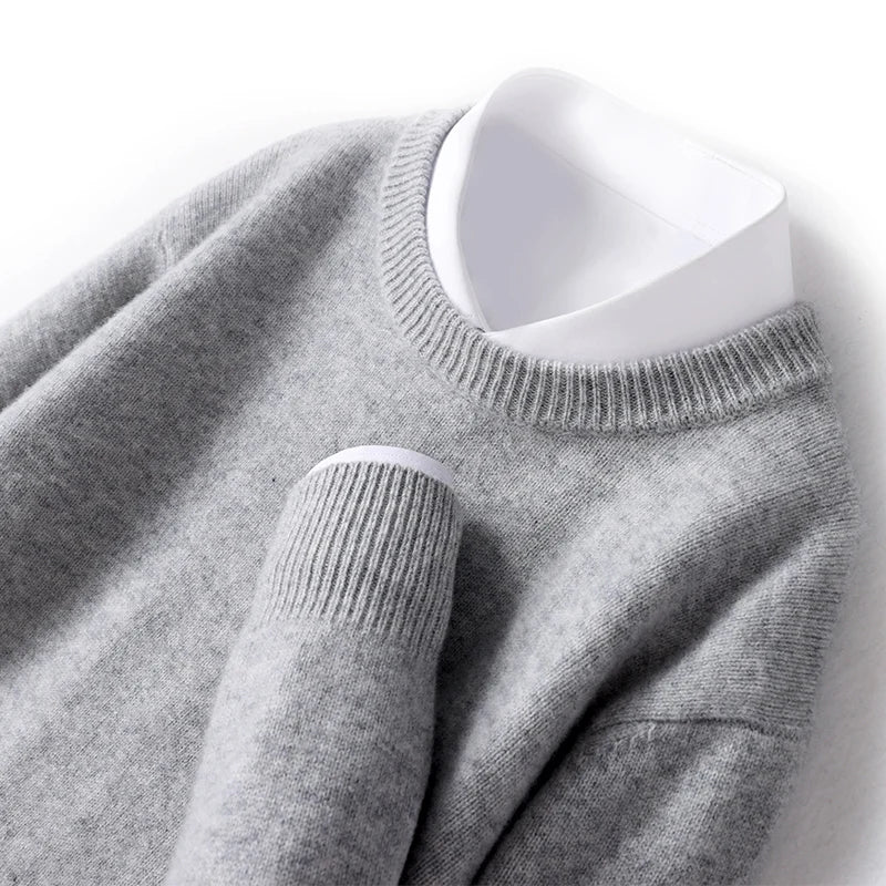 Men's Merino Wool Sweater with Soft Crewneck Ribbed Trim and Regular Fit