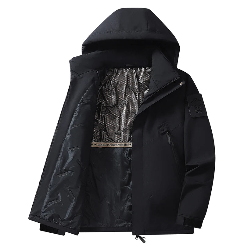 Unisex Padded Jacket with Hood Windproof Design and Zip Closure