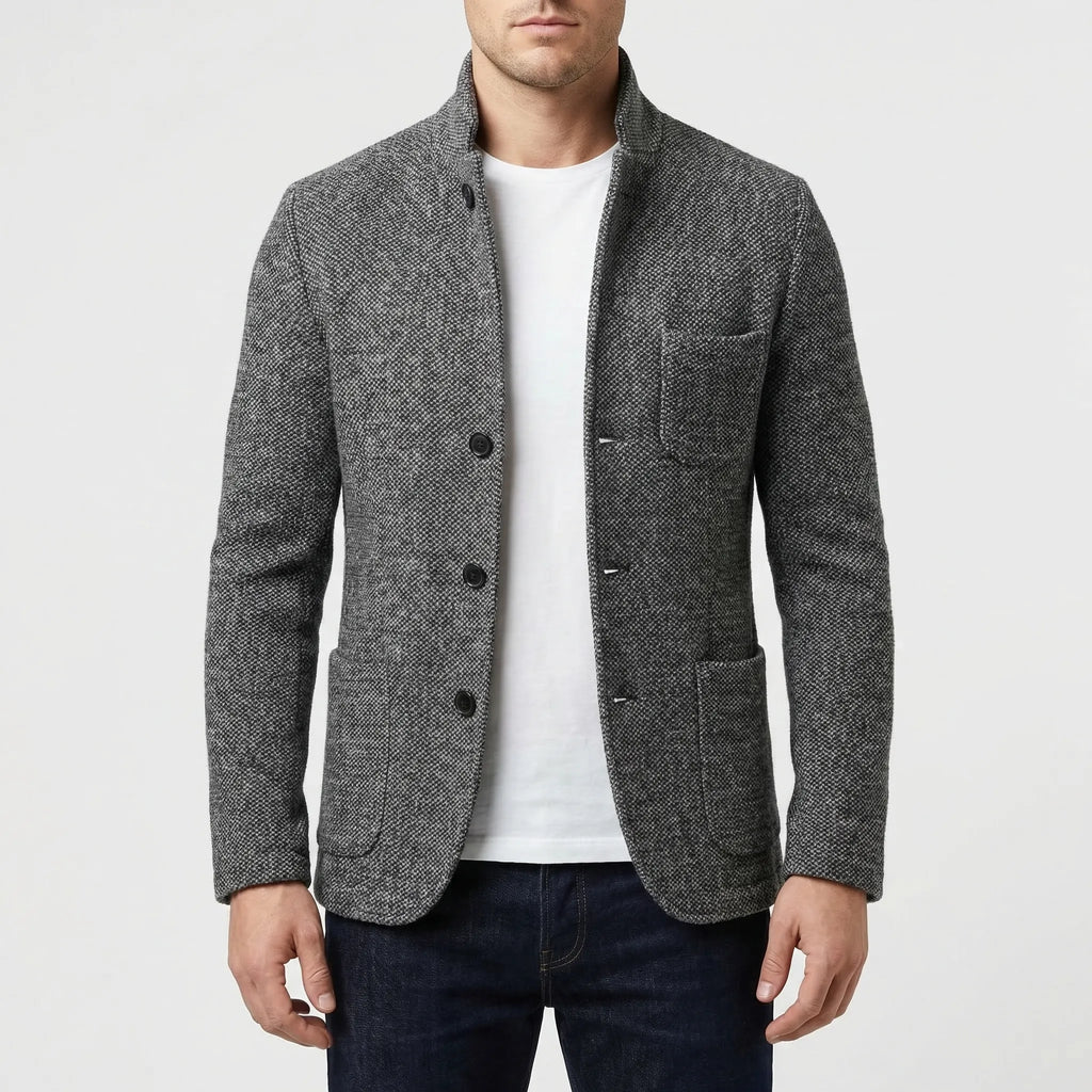 Men's Fitted Blazer with Short Length Structured Cut for Everyday Office Wear