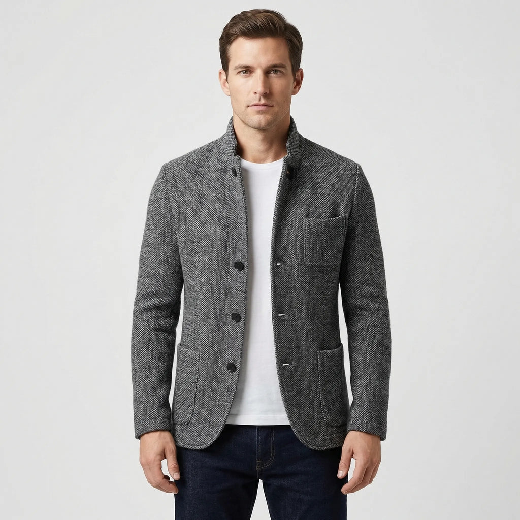 Men's Fitted Blazer with Short Length Structured Cut for Everyday Office Wear