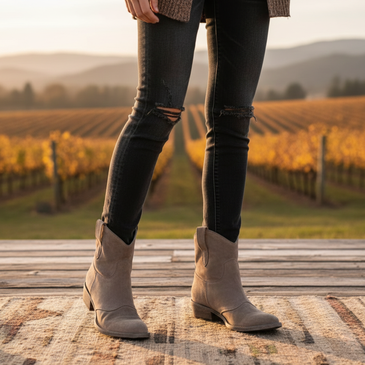 Women's Suede Ankle Boots with Slip On Design and Non Slip Sole