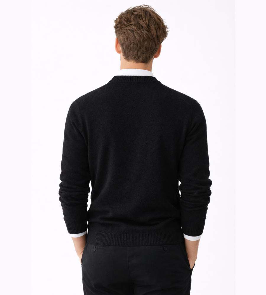 Men's Merino Wool Sweater with Soft Crewneck Ribbed Trim and Regular Fit
