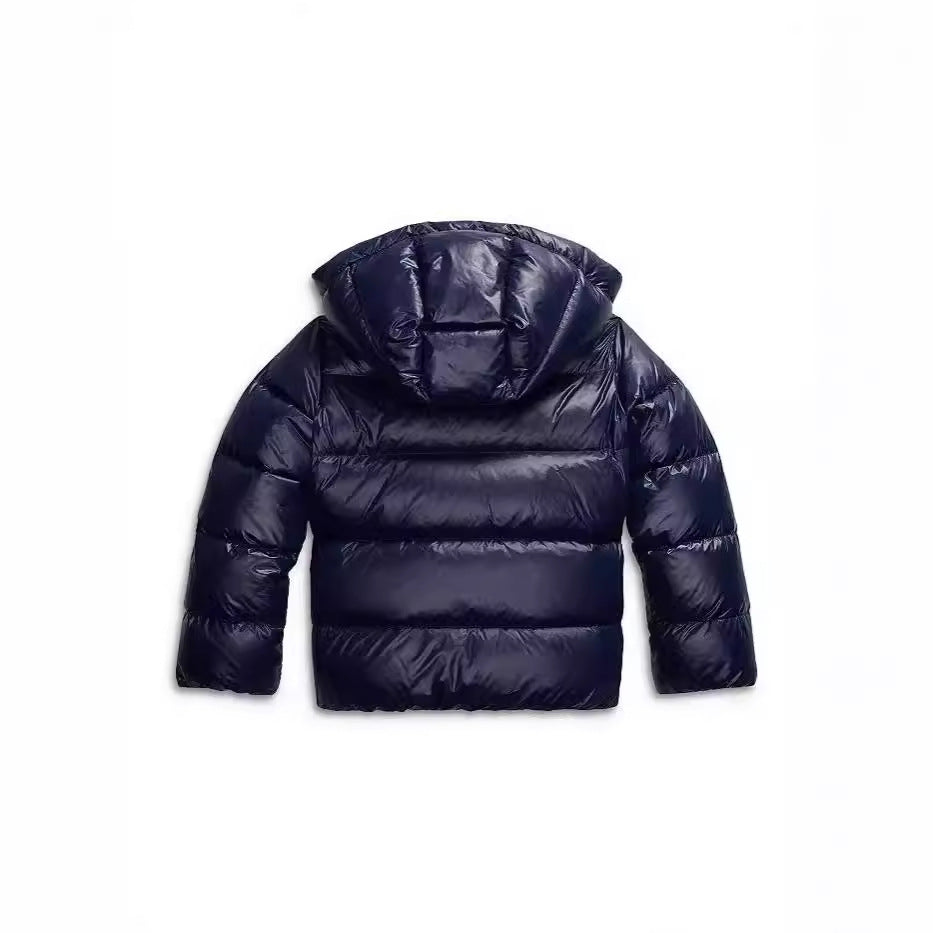 Women's Quilted Jacket with Fixed Hood Front Closure and Side Pockets