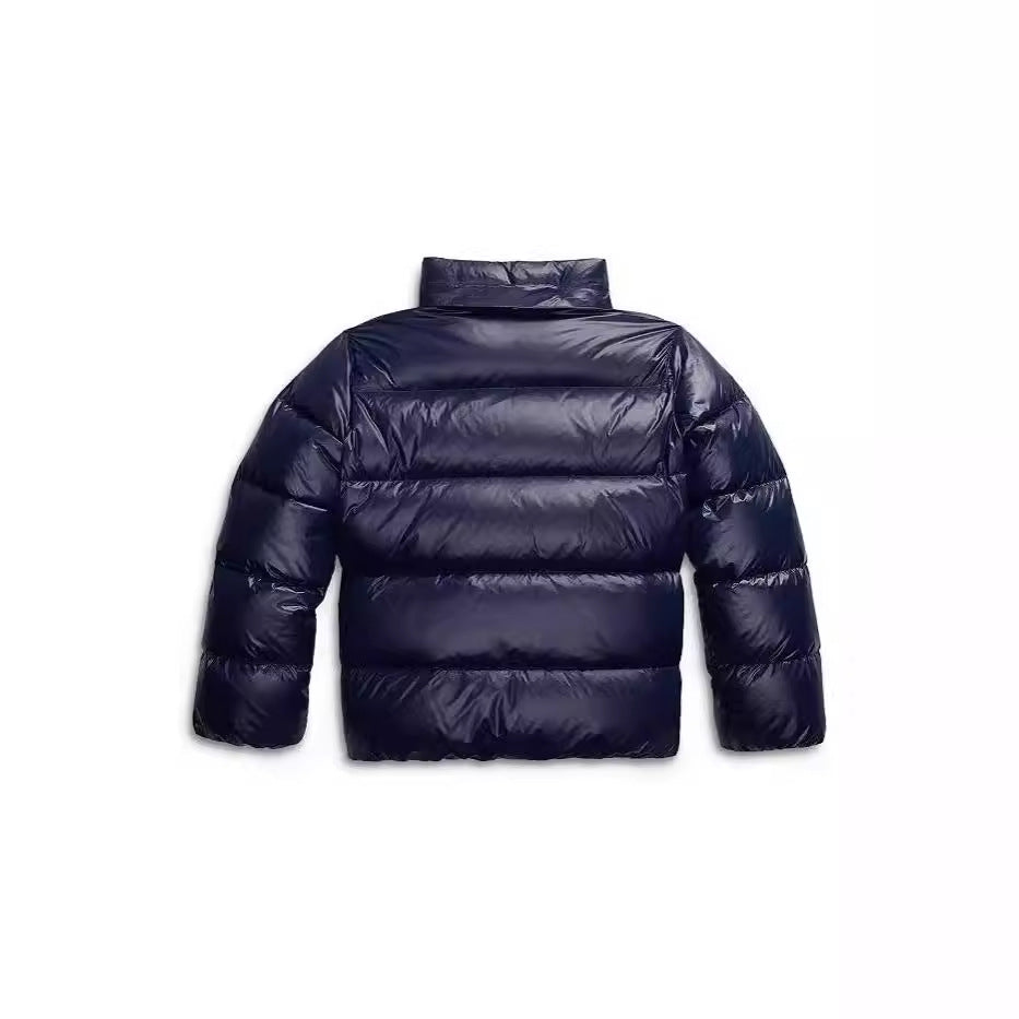 Women's Quilted Jacket with Fixed Hood Front Closure and Side Pockets