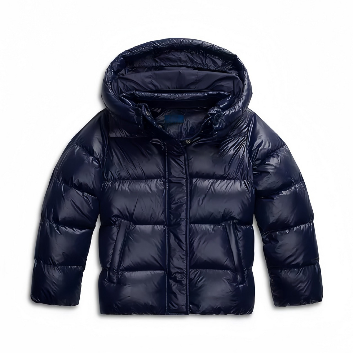 Women's Quilted Jacket with Fixed Hood Front Closure and Side Pockets