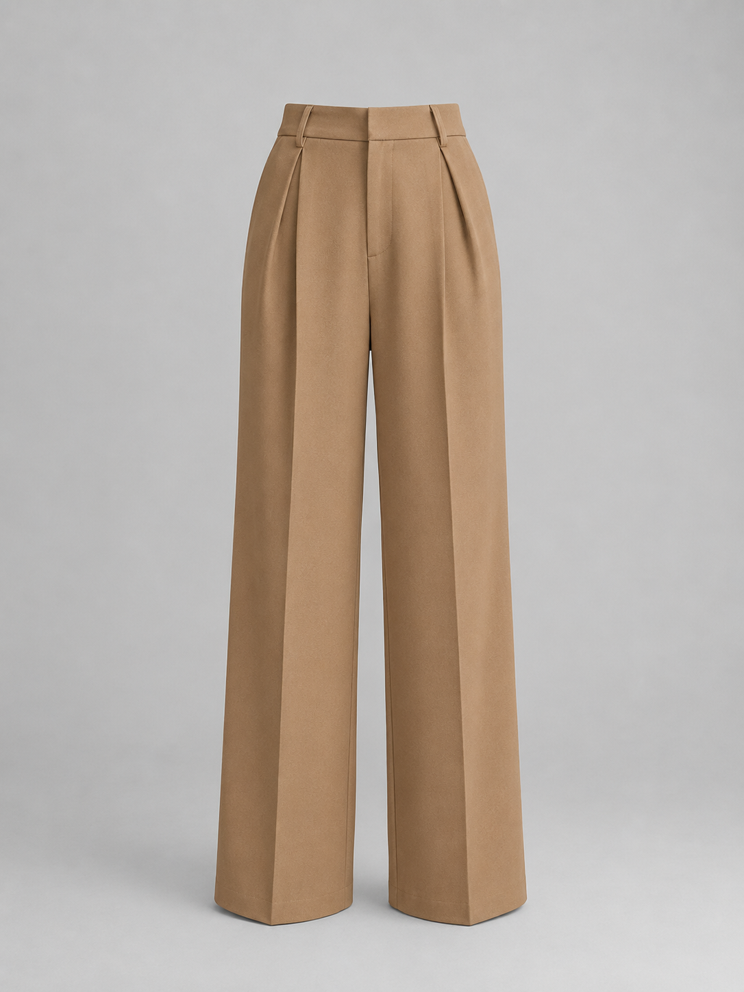 Women's Wide Leg Trousers with High Waist and Tailored Front Pleat