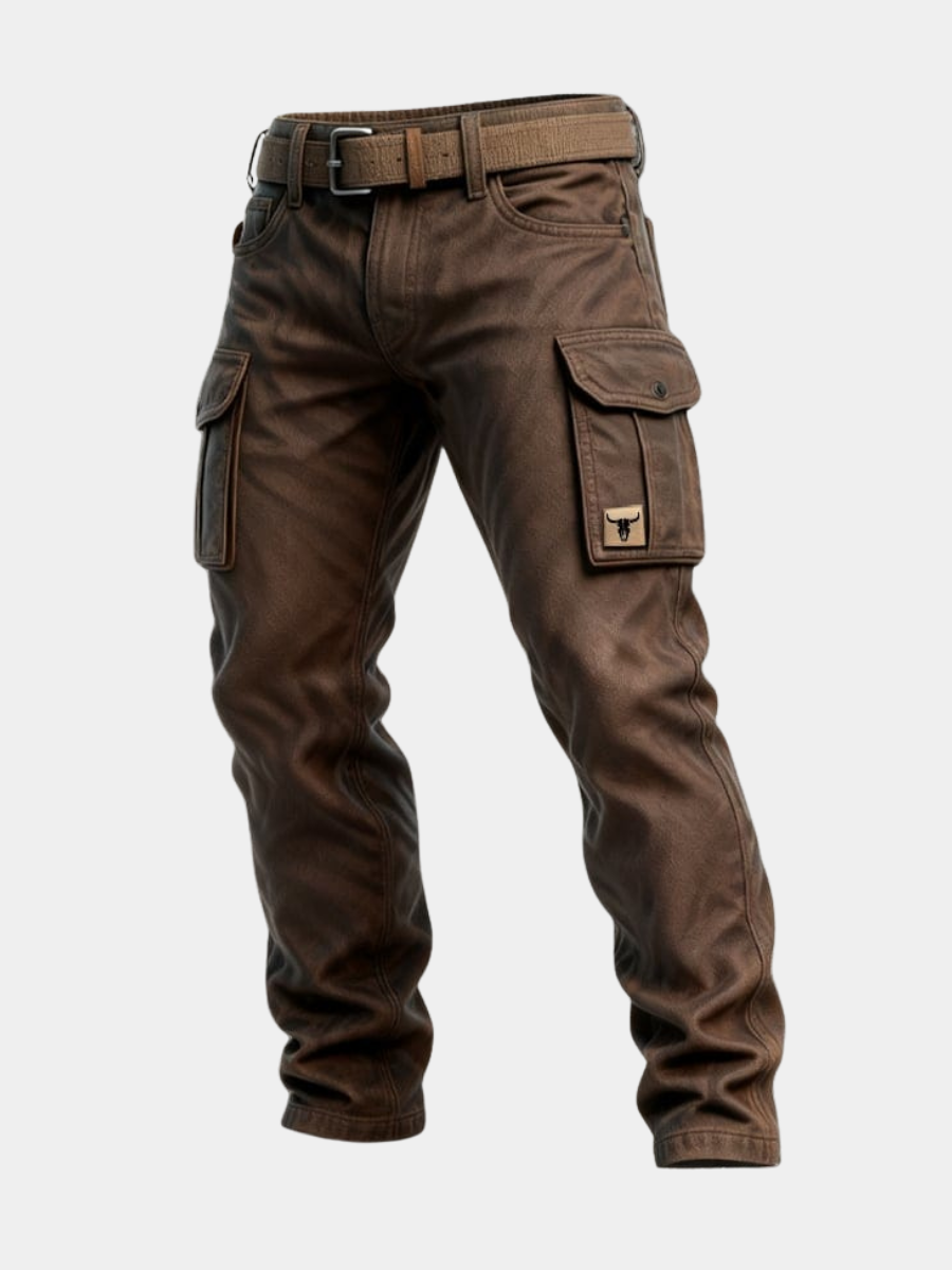 Men's Cargo Work Pants with Reinforced Pockets and Straight Fit