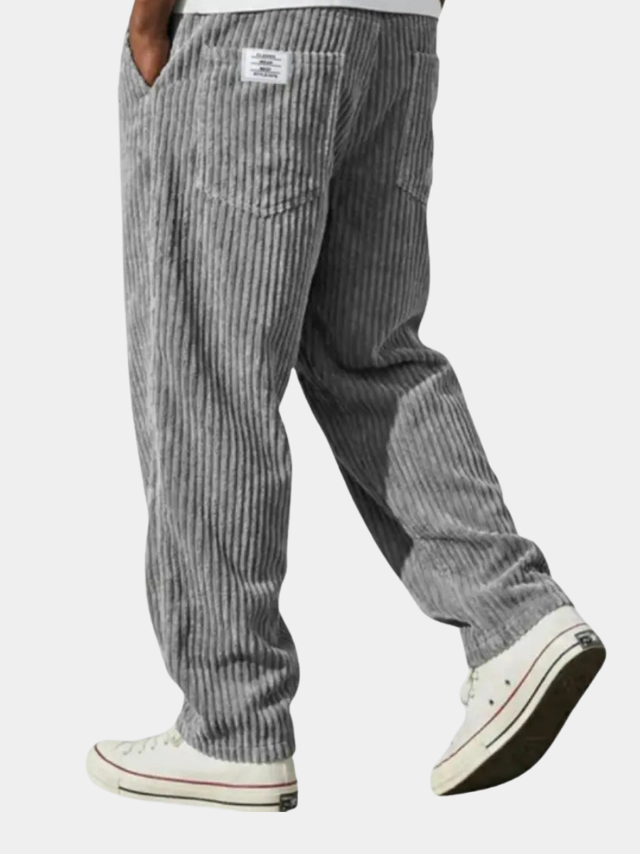Men's Corduroy Pants with Elastic Waist Loose Fit for Office and Everyday Wear