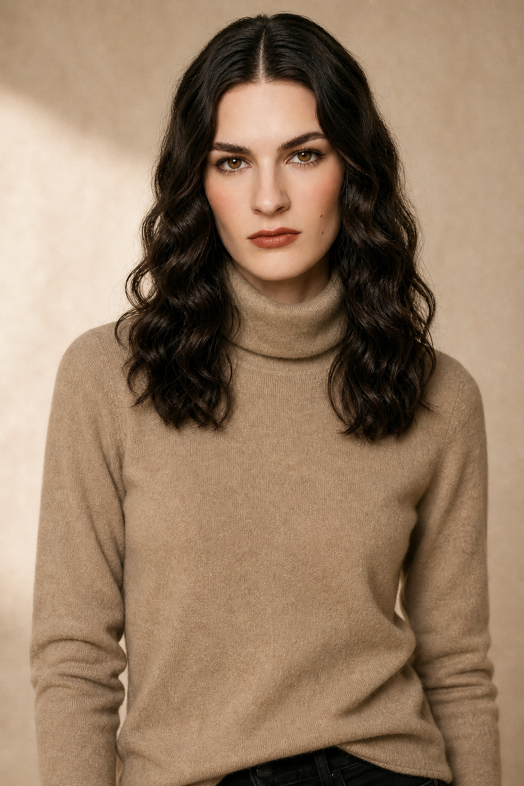 Women's Slim Fit Cashmere Blend Turtleneck Sweater with Long Sleeves