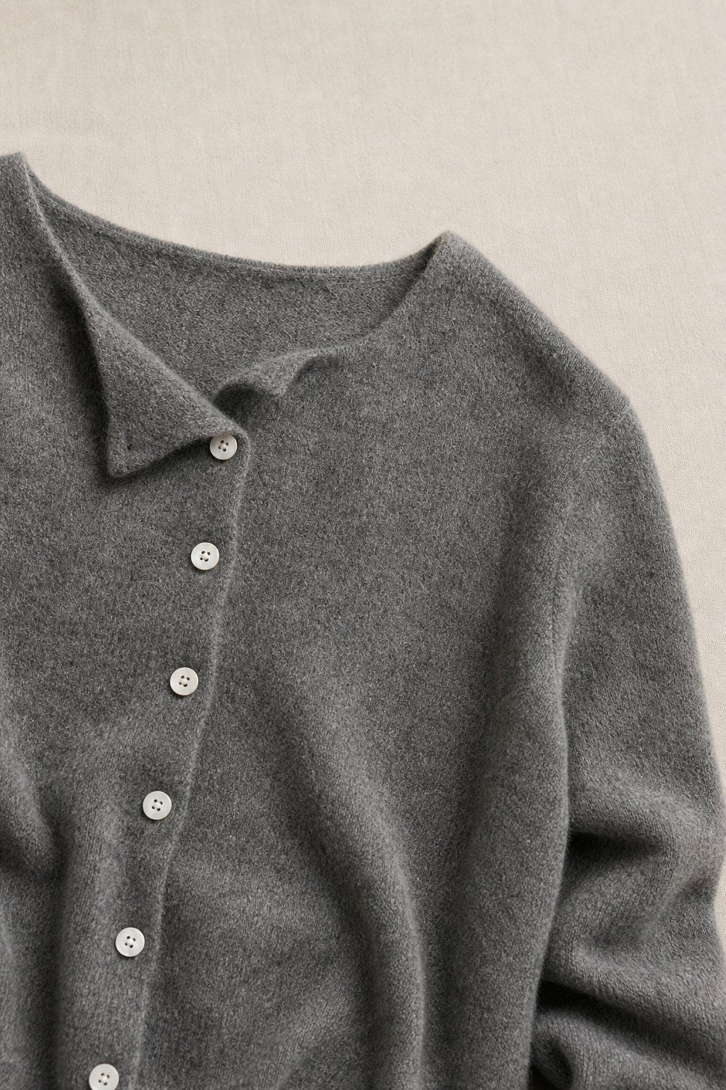 Women's Asymmetric Button Cashmere Blend Sweater with Long Sleeves