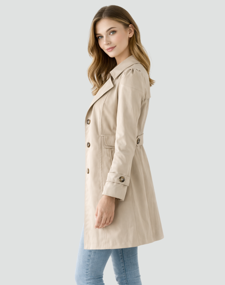 Women's Slim Fit Lightweight Trench Coat with Classic Lapel Collar