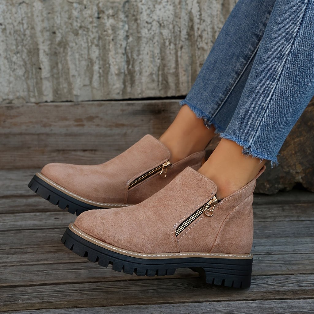 Women's Ankle Boots with Non Slip Grip Arch Support and Side Zipper
