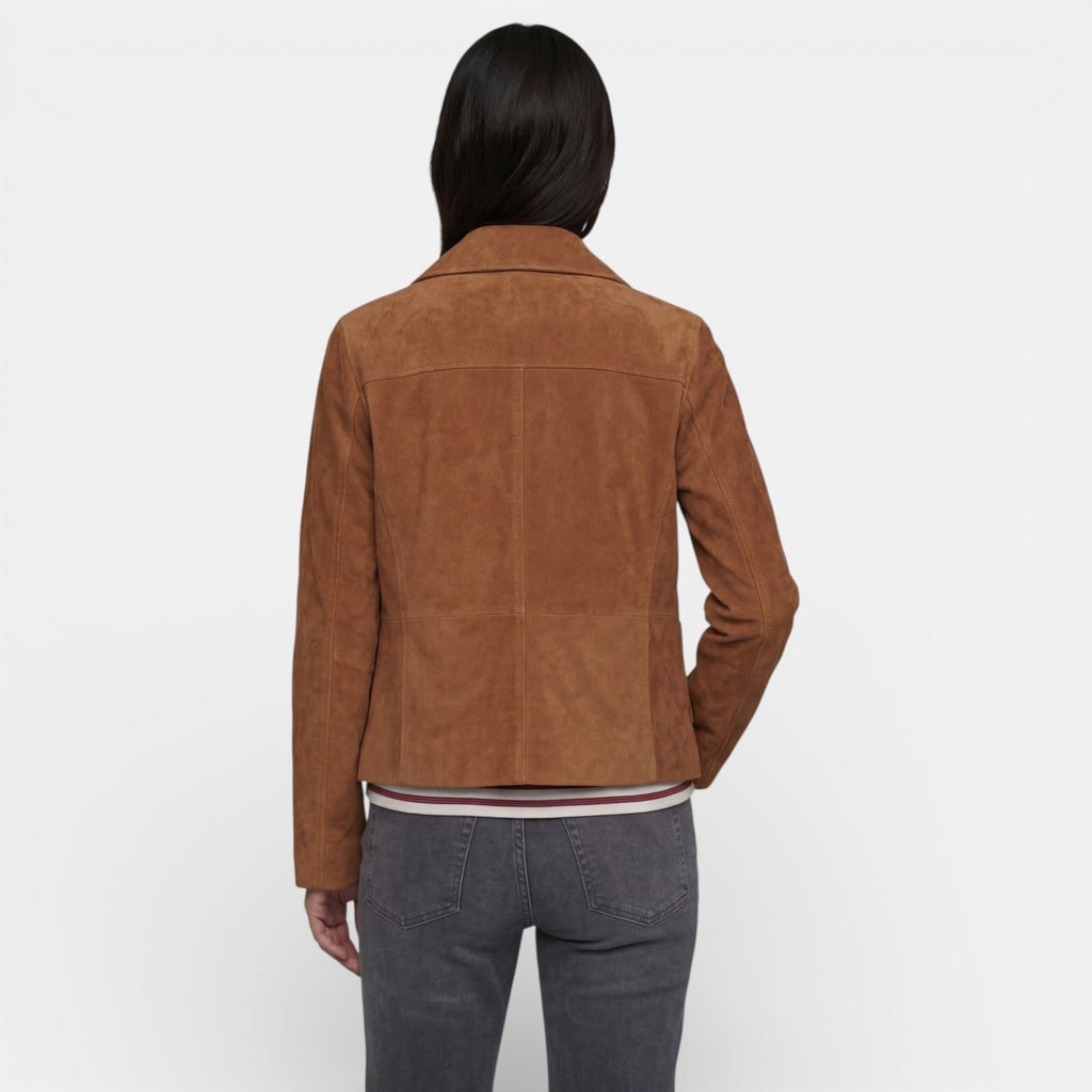 Women's Suede Effect Jacket with Relaxed Fit and Lightweight Fabric