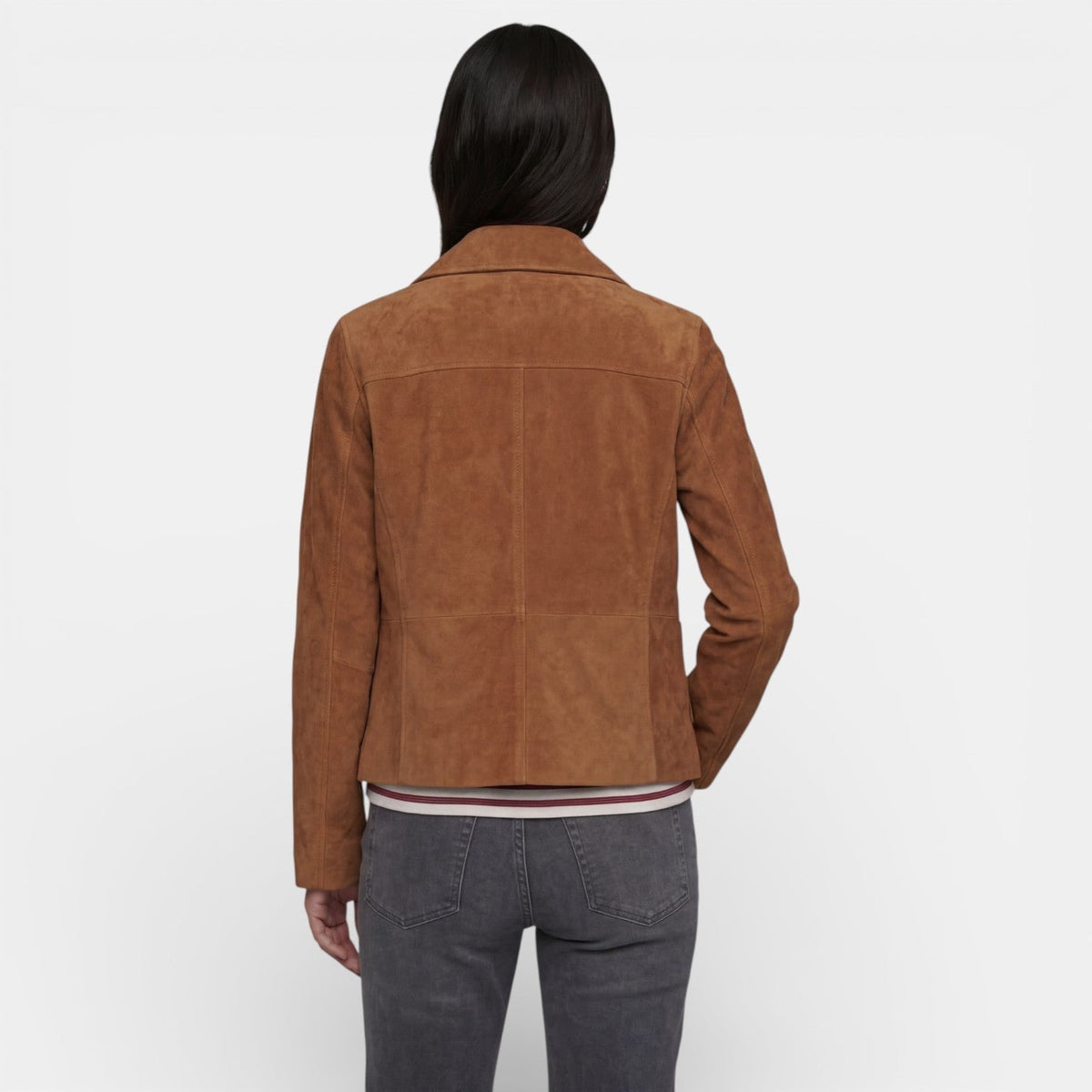 Women's Suede Effect Jacket with Relaxed Fit and Lightweight Fabric
