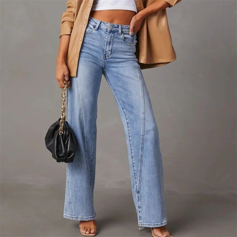 Women's High Waisted Wide Leg Jeans with Elongating Silhouette