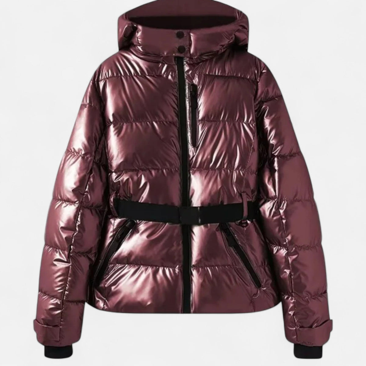 Women's Ski Jacket with Fitted Cut Adjustable Hood and Insulated Padding