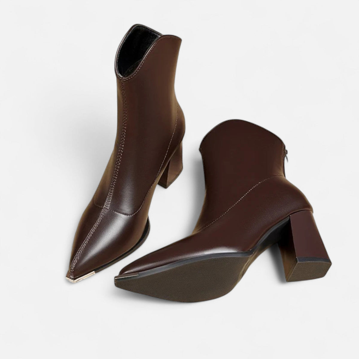Women's Chelsea Boots with Pointed Toe High Heel and Zipper Closure