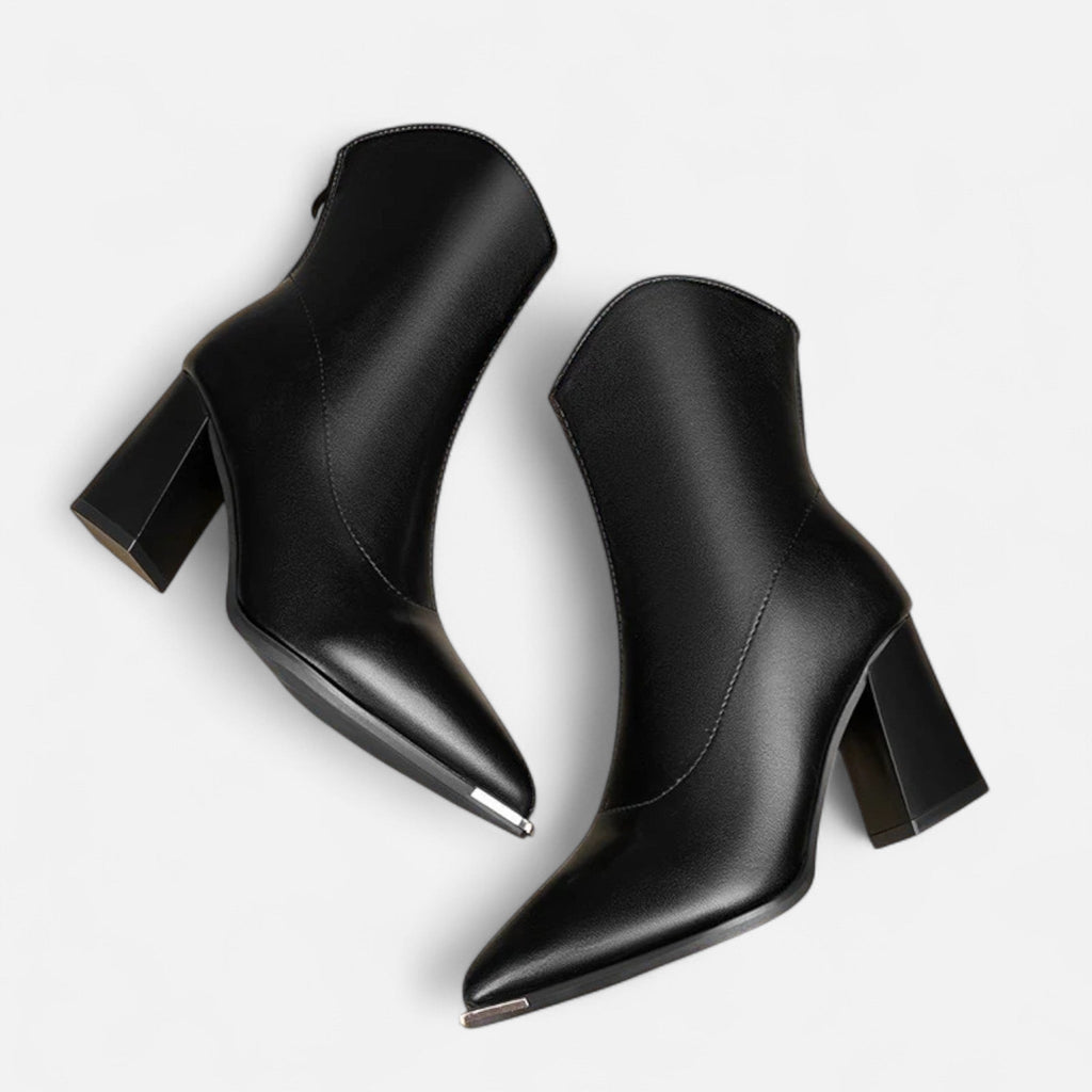 Women's Chelsea Boots with Pointed Toe High Heel and Zipper Closure