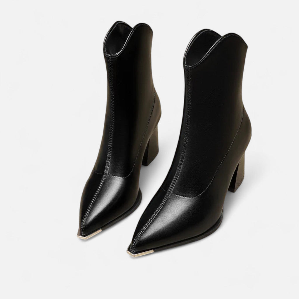 Women's Chelsea Boots with Pointed Toe High Heel and Zipper Closure