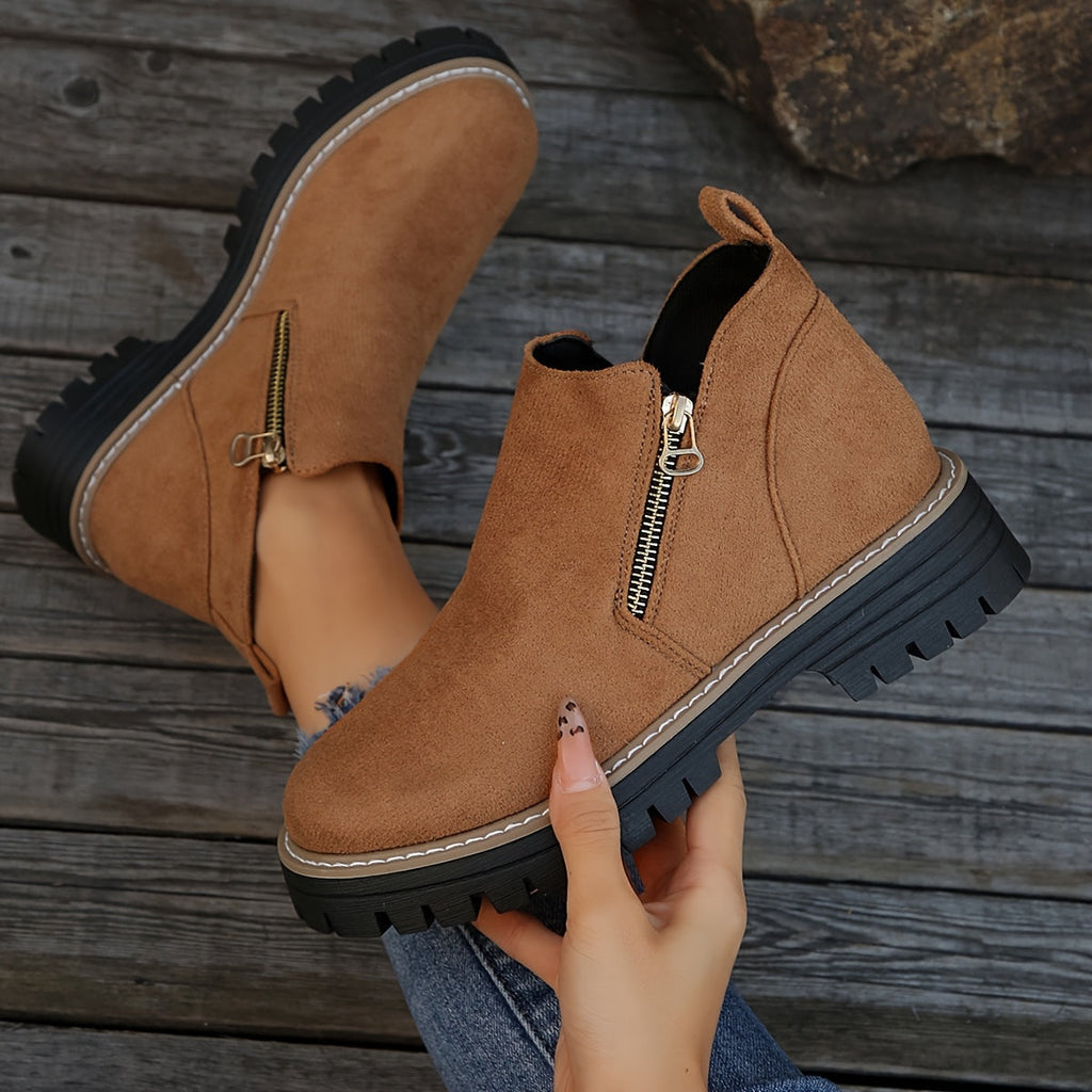 Women's Ankle Boots with Non Slip Grip Arch Support and Side Zipper
